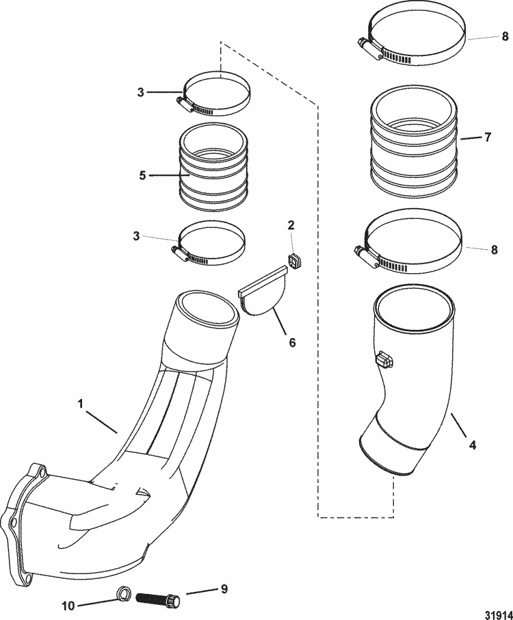MerCruiser 3.0L MPI EC Exhaust System Parts
