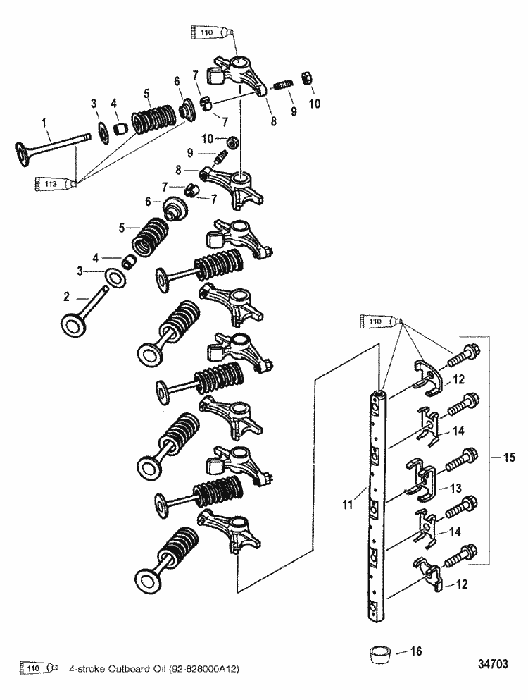 Mercury Marine 50 HP (4-Stroke) Intake / Exhaust Valves Parts