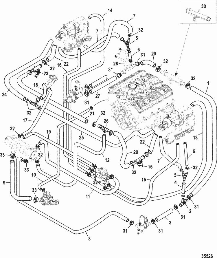 Mercruiser 5 7l Mpi Mie Ec Closed Cooling System  V