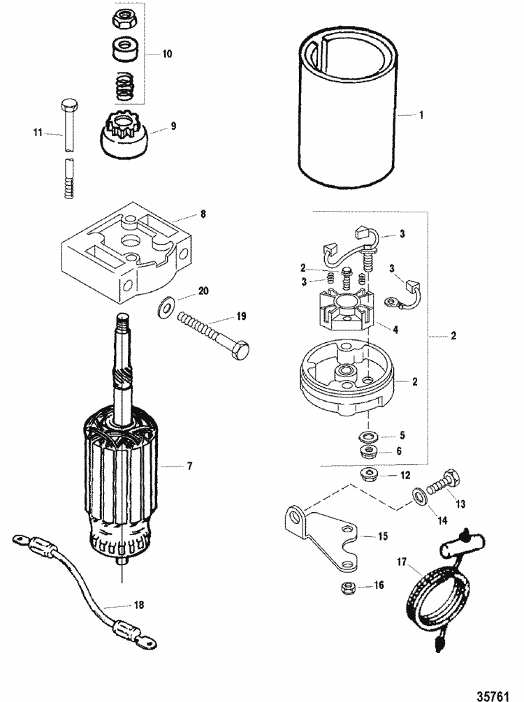 Force 40 Hp 1999 Starter Assembly Parts