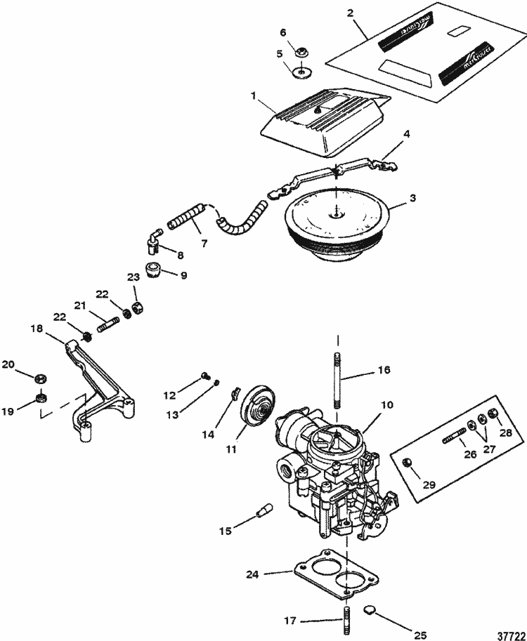 MerCruiser 5.7LX (4 Barrel) GM 350 V-8 1996 Carburetor / Throttle