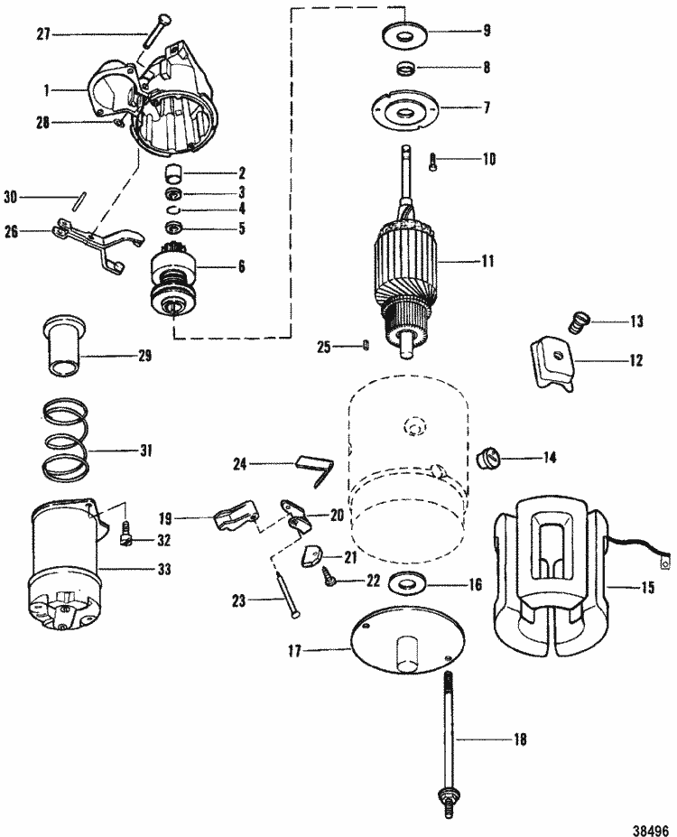 MerCruiser 4.3L (2 Barrel.) GM 262 V-6 1988-1992 Starter Motor Parts