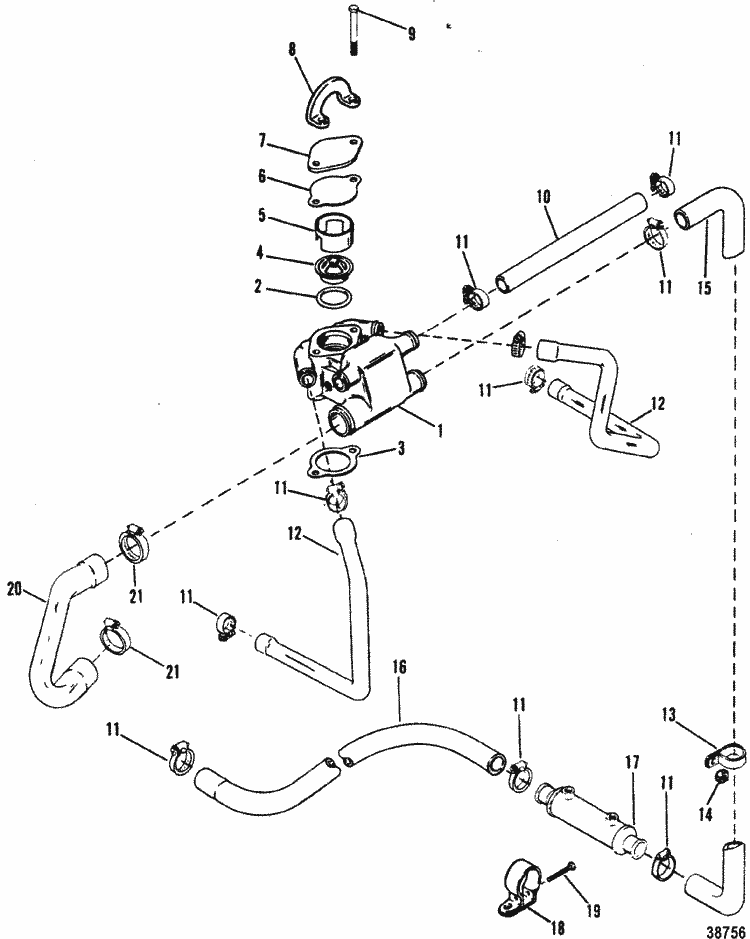 Standard Cooling System(Design I) for Mercruiser (4.3l / 4.3lx Alpha