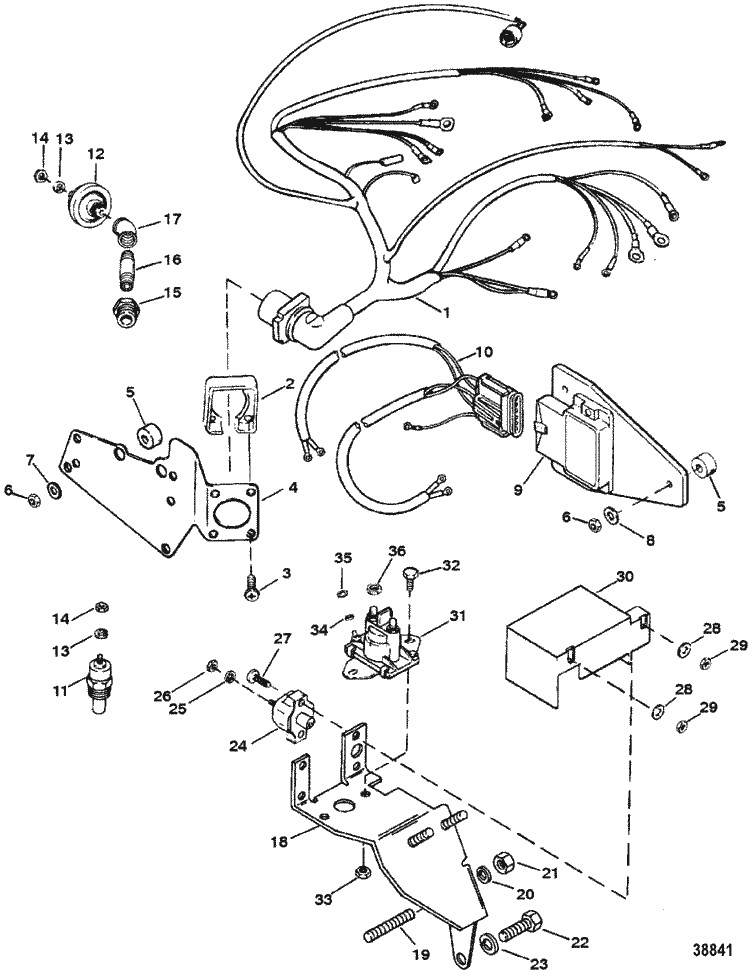 MerCruiser 7.4L Bravo (Gen. V) GM 454 V-8 1992-1996 Wiring Harness