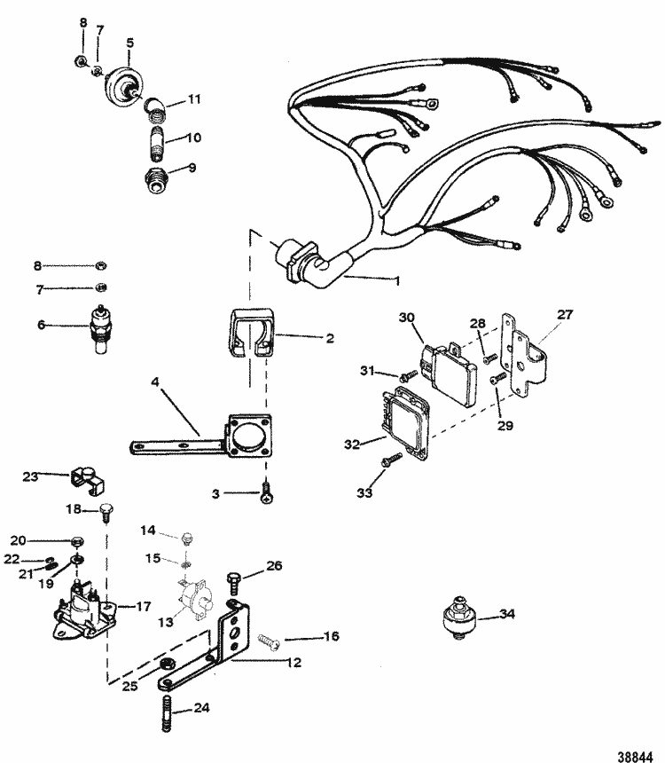 MerCruiser 7.4L Bravo (Gen. V) GM 454 V-8 1992-1996 Wiring Harness