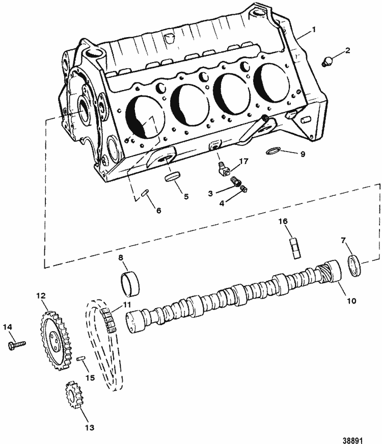 MerCruiser 7.4L Bravo (Gen. V) GM 454 V-8 1992-1996 Cylinder Block