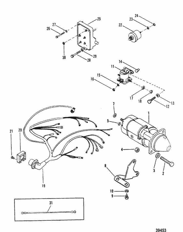 Starter Motor & Wiring Harness for Mercruiser (165 HP - 3.7l / 170 HP