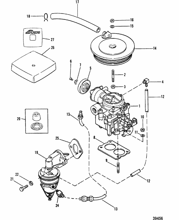 Carburetor & Fuel Pump(165-170-3.7l) for Mercruiser (165 HP - 3.7l