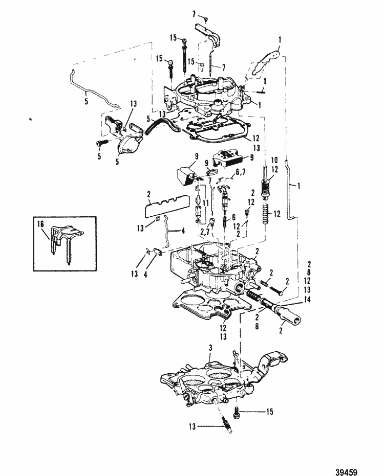 MerCruiser 190 (4 Barrel.) Mercury 224 I / L4 1985-1986 Carburetor