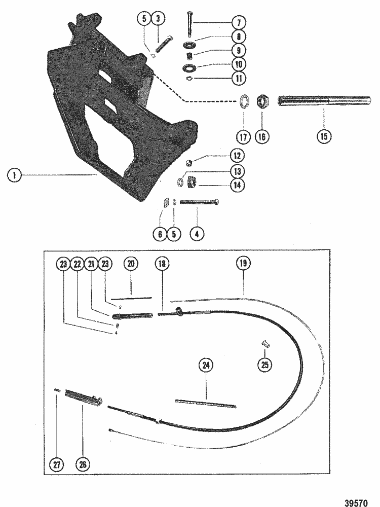 MerCruiser 470 1978-1982 Transom Plate & Shift Cable Parts