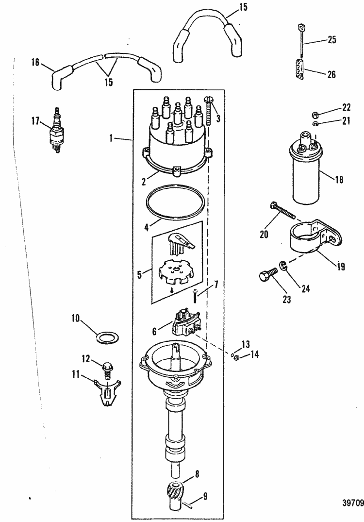 MerCruiser 4.3L (Gen. II) (2 Barrel.) GM 262 V-6 1992-1993 Distributor