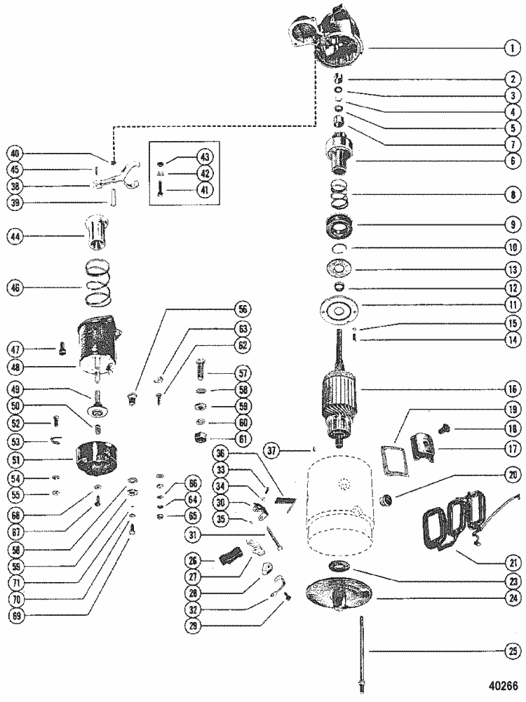 MerCruiser 228 (4 Barrel.) GM 305 V-8 1979-1982 Starter Motor Assembly