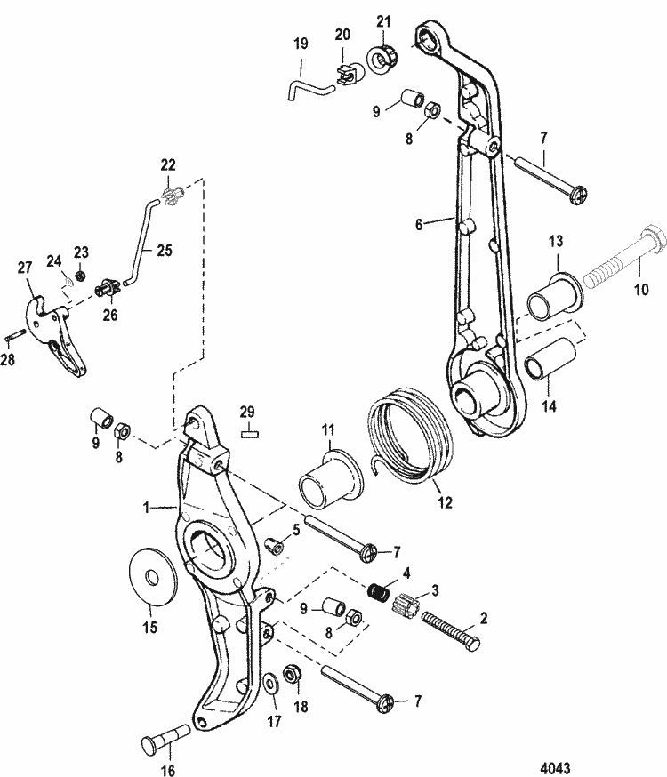Mercury Marine 125 HP (4 Cylinder) Throttle Lever ... 125 hp force outboard wiring diagram 