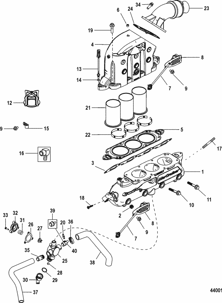MerCruiser 496 Mag EC (H.O. Model) Exhaust Manifold Parts