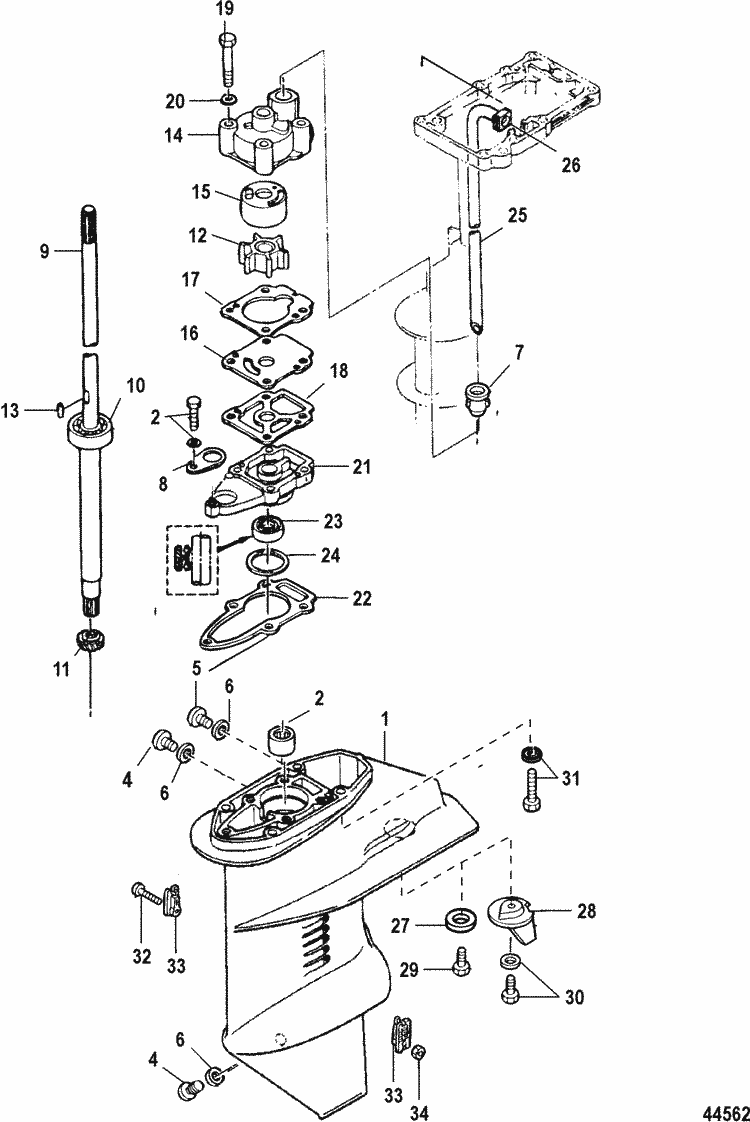 Mercury Marine 9.8 HP SeaPro (2 Cylinder) (International) Gear Housing