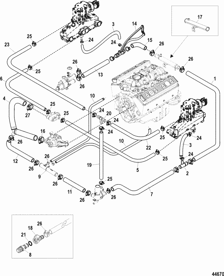 MerCruiser 5.0L MPI Alpha / Bravo Standard Cooling System -bravo