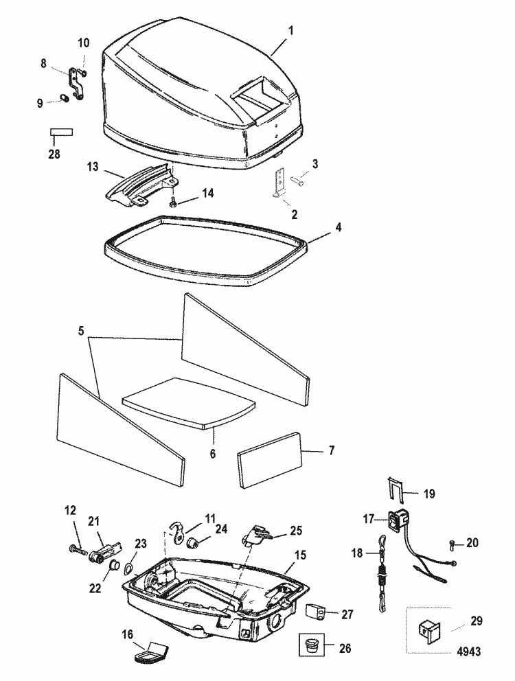 Mercury Marine 15 HP Cowls Parts