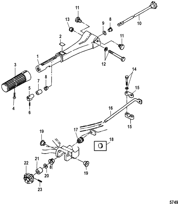 Mariner 30 HP (2 Cylinder) (International) Tiller Handle Parts