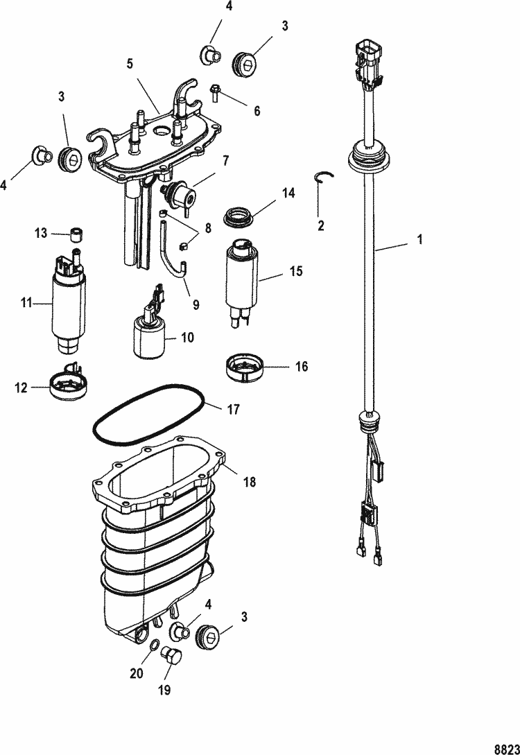 Mercury Marine 150 HP Verado (4-Stroke) (4 Cylinder) Fuel ... marine 40 hp wiring diagrams 