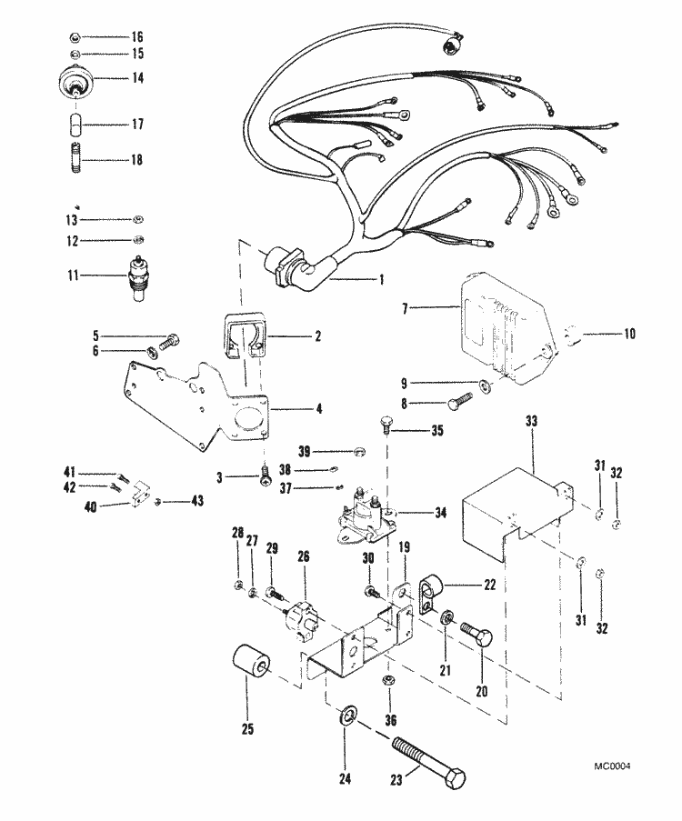 MerCruiser 350 Mag. Alpha GM 350 V-8 1986-1987 Wiring Harness