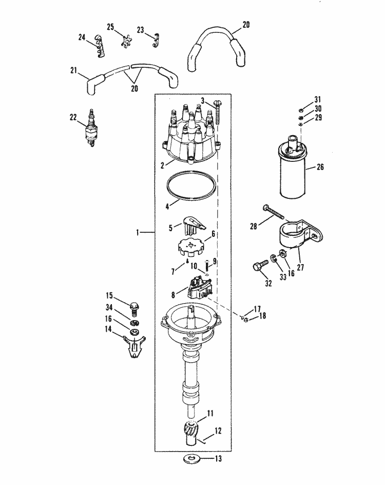 MerCruiser 320 (EFI) GM 350 V-8 1988-1989 Distributor & Ignition