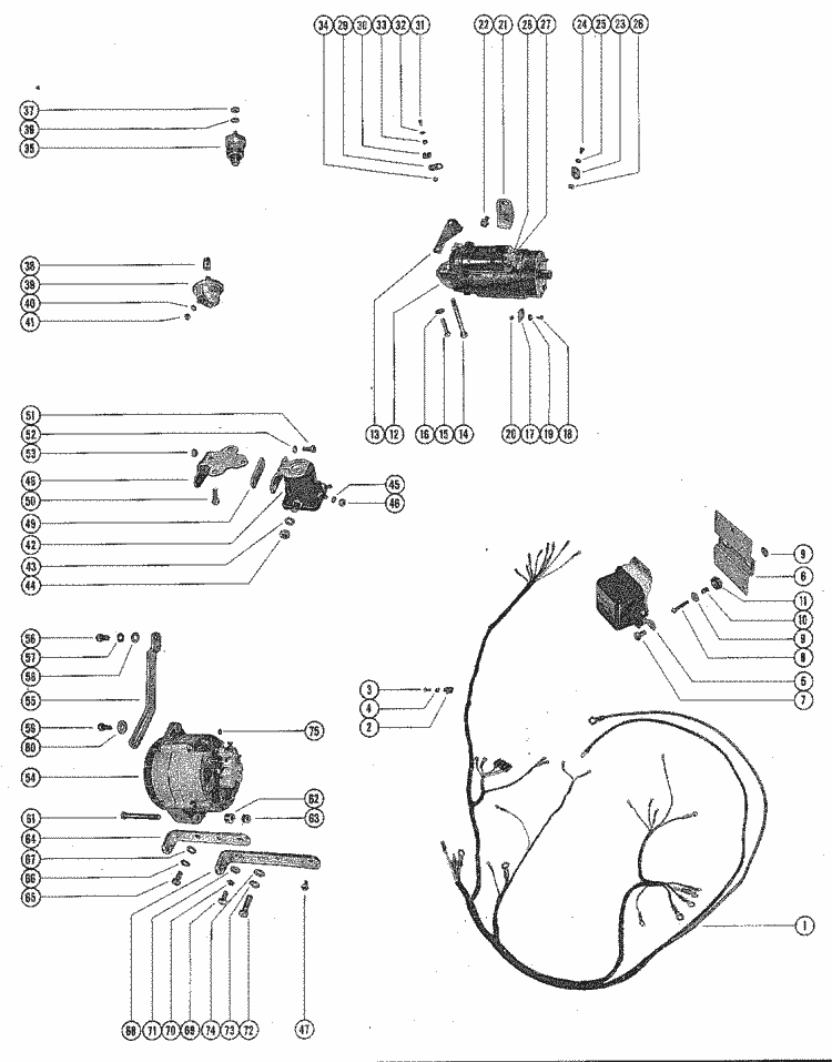 MerCruiser 140 GM 194 I / L6 1963 Wiring Harness, Starter Motor