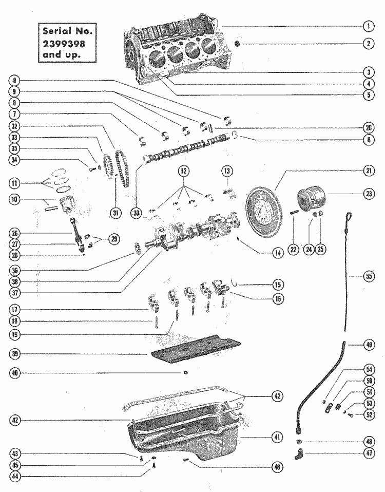 MerCruiser 225 (2 Barrel.) GM 327 V-8 1967-1969 Cylinder Block, Pistons