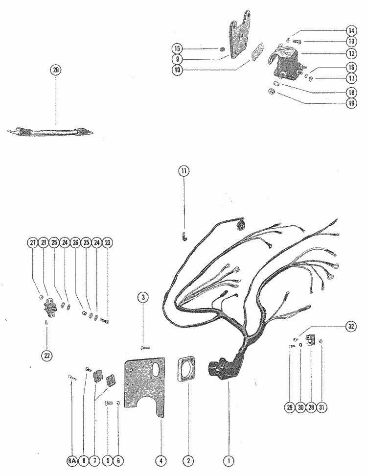 MerCruiser 225 MIE Ford 302 V-8 1973-1974 Wiring Harness, Circuit