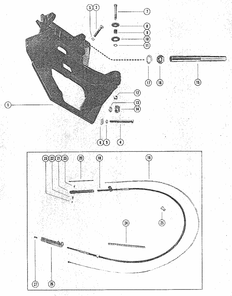 MerCruiser 233 19751977 Transom Plate & Shift Cable Parts