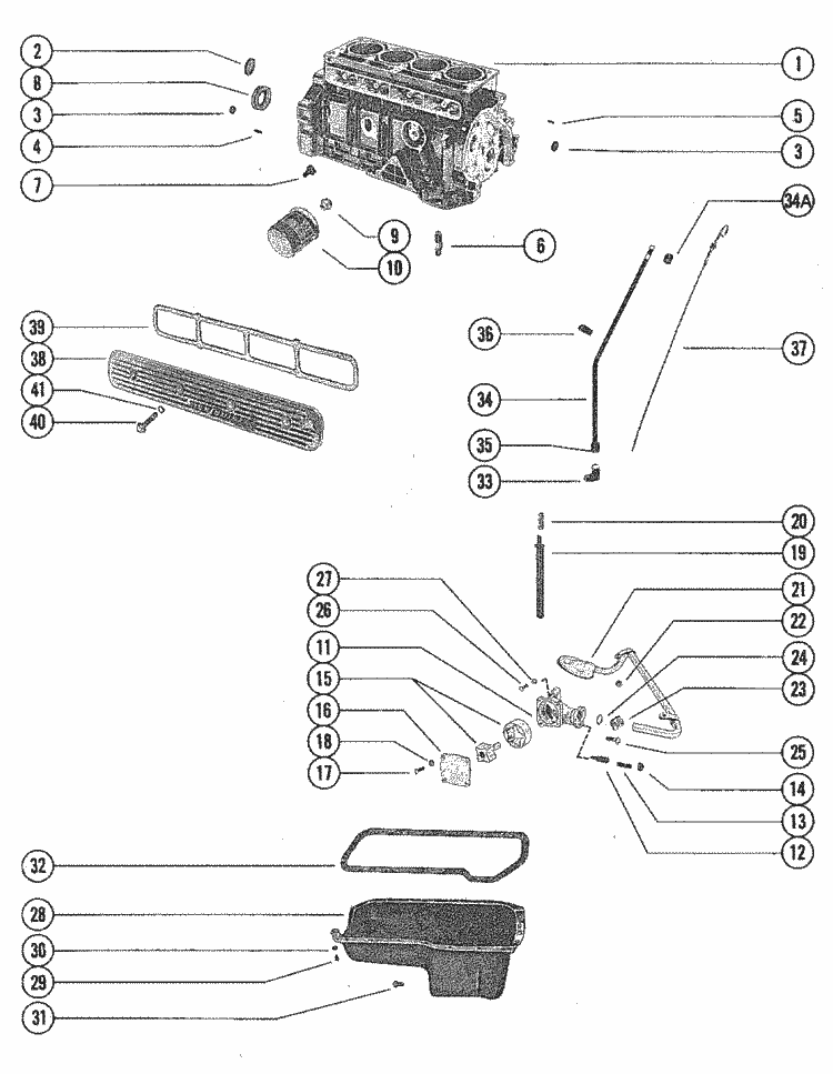 MerCruiser 470 (2 Barrel.) Mercury 224 I / L4 1976-1979 Cylinder Block