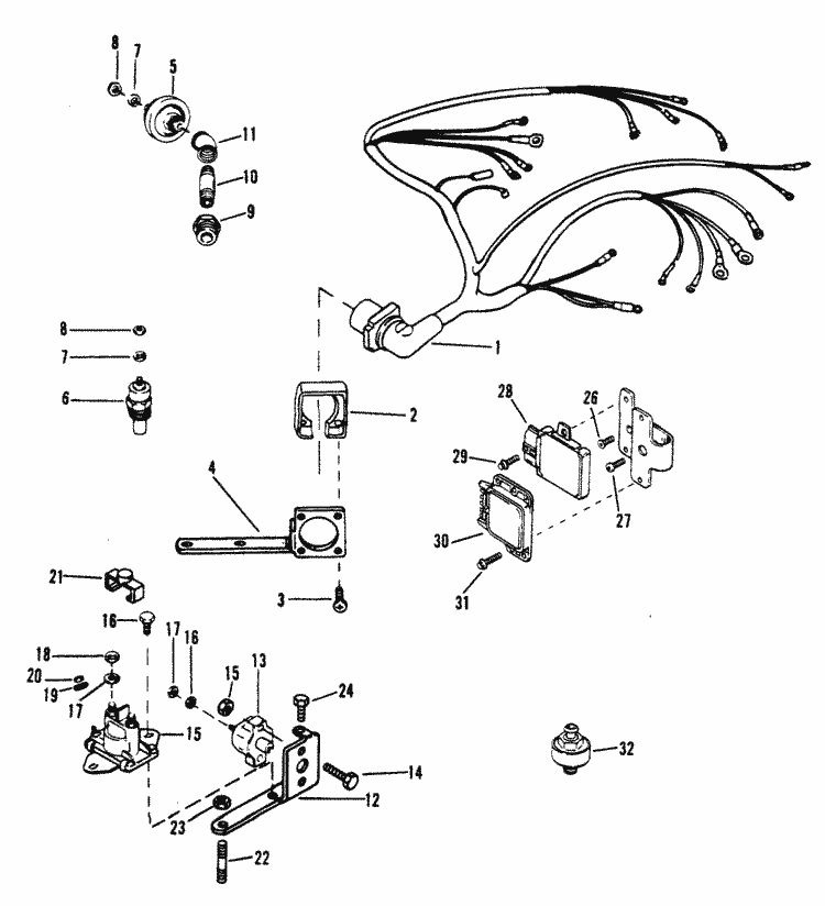 MerCruiser 454 Mag. Bravo (Gen. V) GM 454 V-8 1995-1996 Wiring Harness
