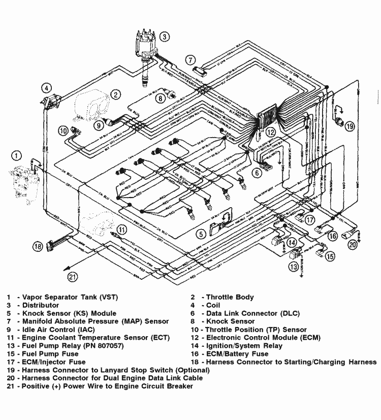 MerCruiser 350 Mag. Bravo MPI (Gen+) GM 350 V-8 1996 Wiring Harness