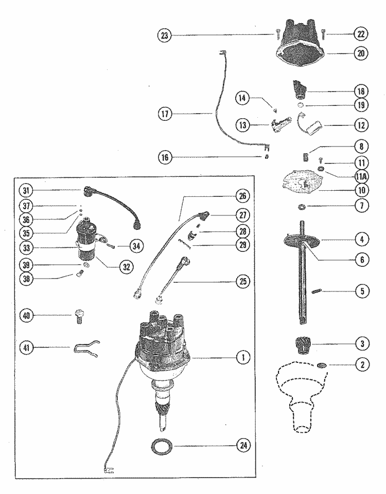 MerCruiser 140 GM 181 I / L4 1979-1982 Distributor Assembly & Coil Parts