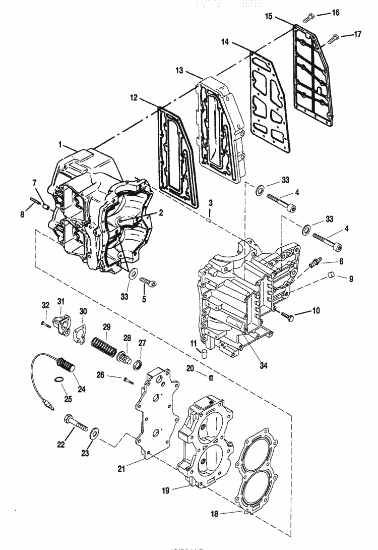Force 40 HP (1996) Cylinder Block Assembly Parts