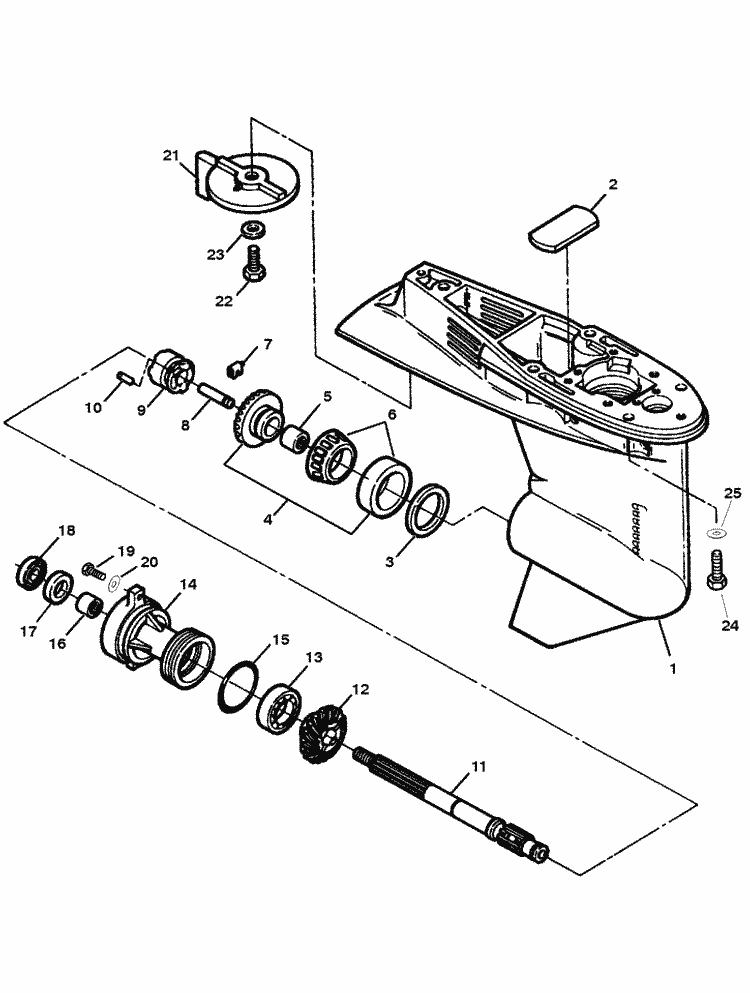 Force 75 HP (1996) Gear Housing Assembly Parts