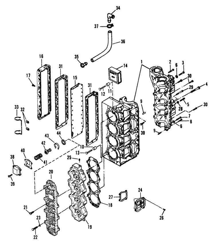 Force 120 HP (1995) Cylinder Block Parts