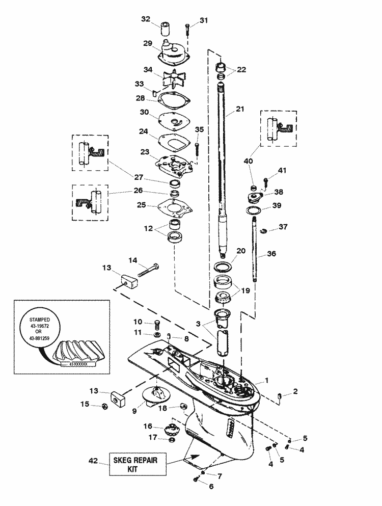 Force 120 HP (1998) Gear Housing Assembly (Driveshaft) Parts