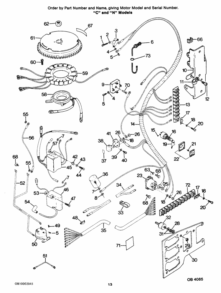 Force 85 Hp  1986  Electrical Components  U0026quot C U0026quot  And  U0026quot N