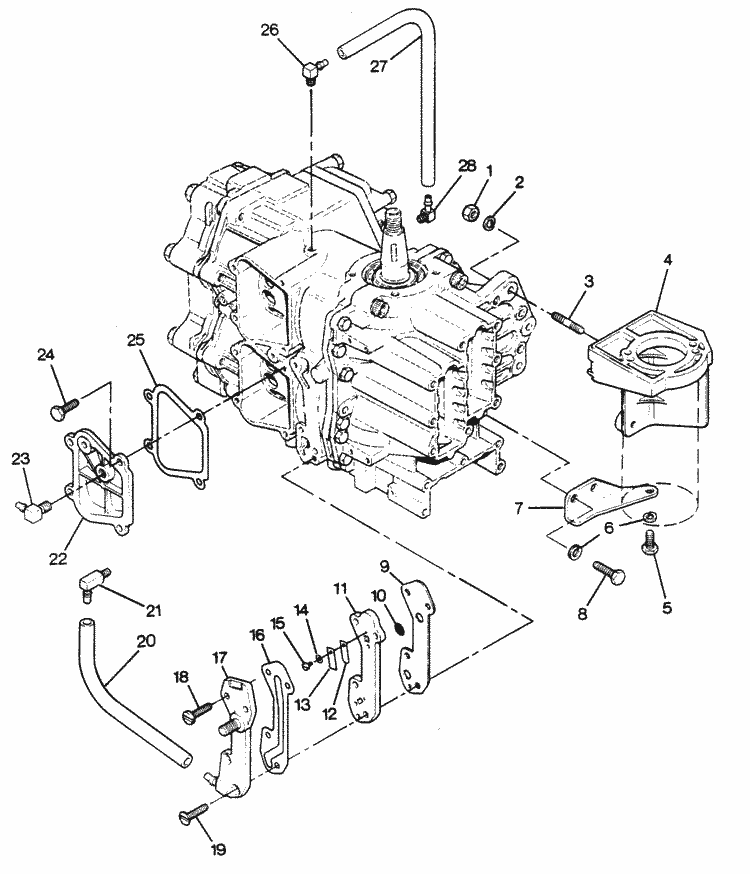Force 50 HP (1988) Recirculation System & Starter Brackets Parts