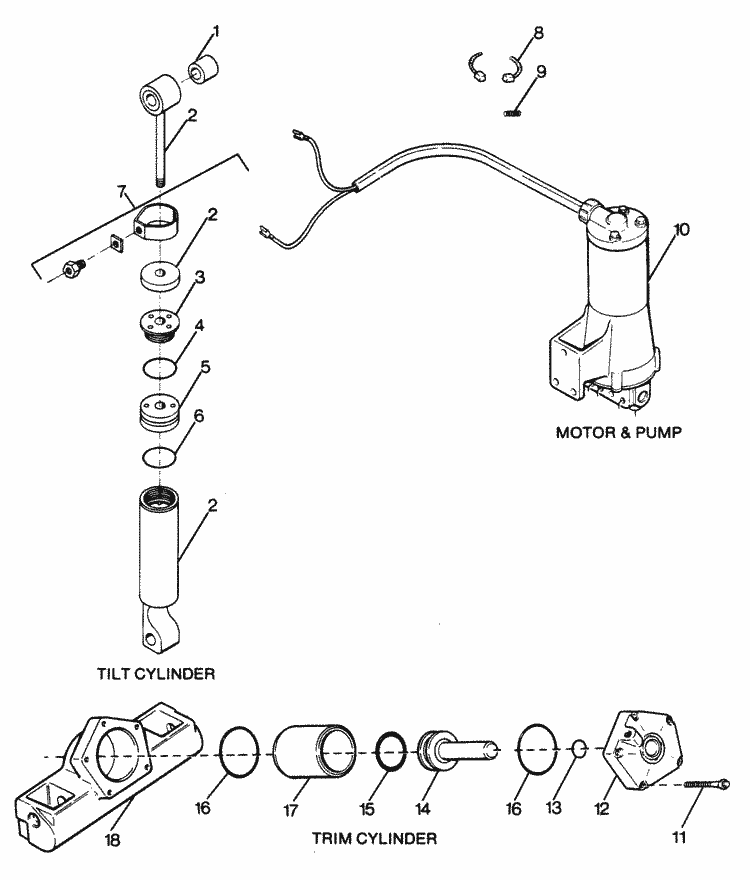 Force 85 Hp 1988 Parts Breakdown Tilt Cylinder Trim