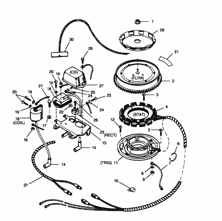 Force 35 HP (1991) Ignition Components Parts