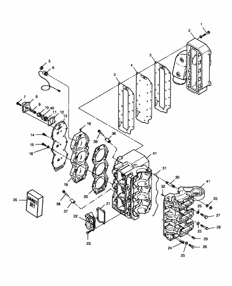 Force 90 HP (1991 L-Drive) Power Head Parts