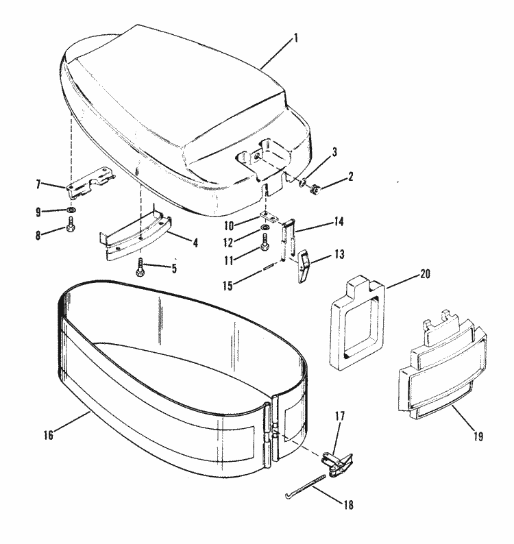Mercury Marine 35 HP (2 Cylinder) Top Cowl & Cowling Parts