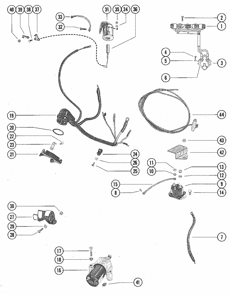 Mercury Marine Model 200, 20 HP Electric Components Parts