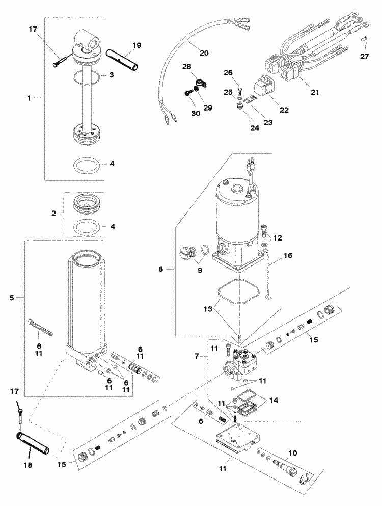 Mercury Marine 40 HP (4-Stroke) Power Trim Components (Bigfoot) Parts