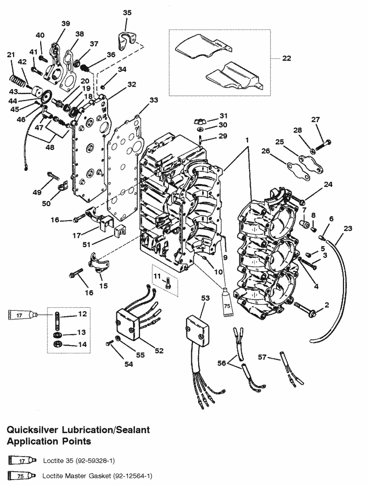 Mariner 90 HP (3 Cylinder) Cylinder Block (USA - 0G127499 / Belgium