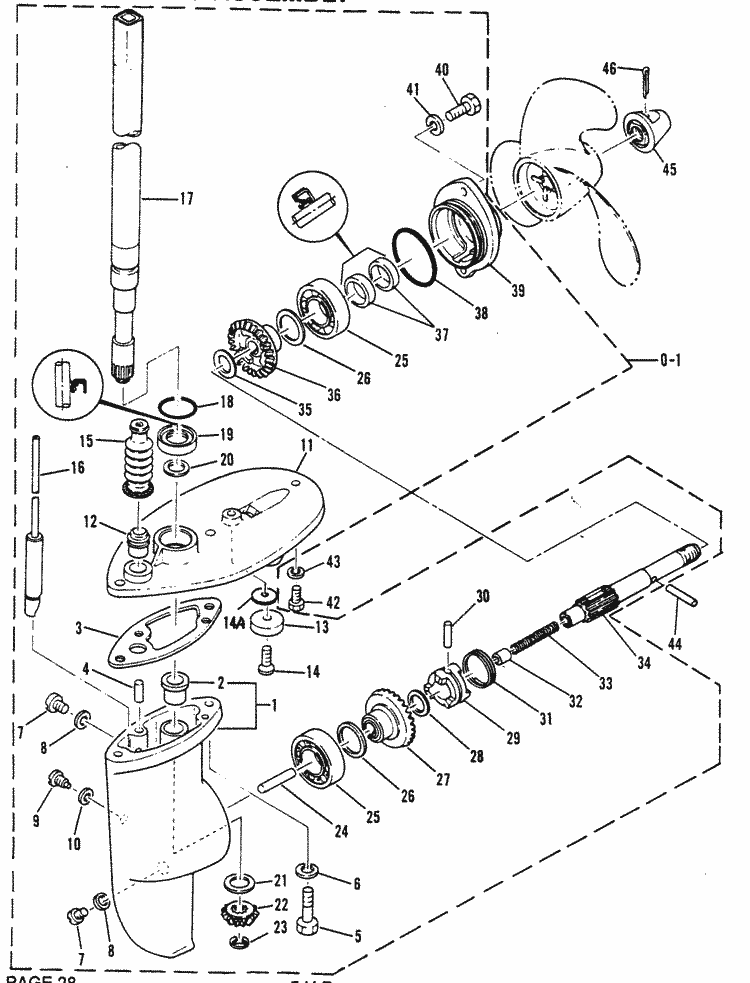 Mariner 5a Hp Gearhousing Assembly Continued Parts