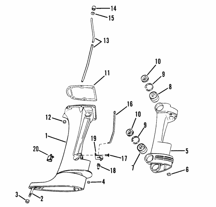Mercury Marine 4.5 HP (1 Cylinder) Drive Shaft Housing ... volvo penta marine engine diagram 