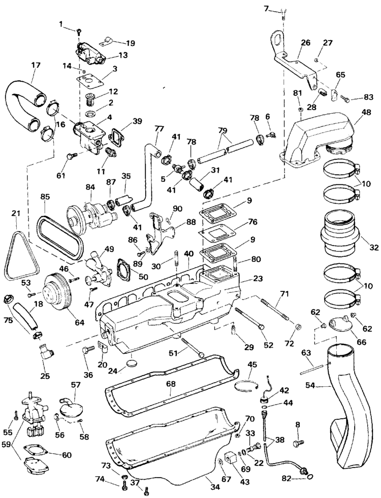 Omc Stern Drive Cooling  U0026 Oiling Parts For 1994 3 0 L