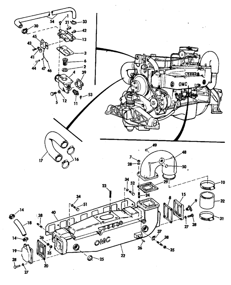 Omc Stern Drive Cooling System Group 140 Hp Stern Drive